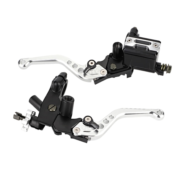 1 Par 7/8\"(22mm) Universal Motorcykelbroms Koppling Huvudcylinder Reservoar Spakar Silver
