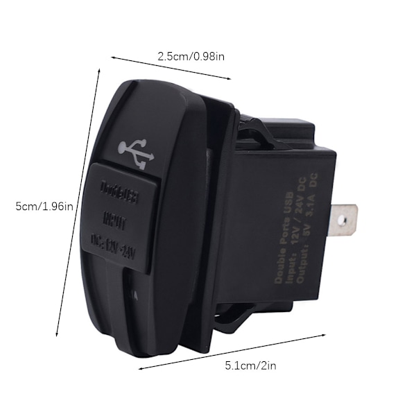 5V 3.1A Kaksois-USB Auton Moottoripyörän Laturi Pistorasia Adapteri Virtapistoke