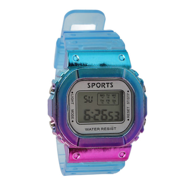 Gradient Farve Elektronisk Ur Stor Skive Vandafvisende Lang Standby Tid Lilla Blå Casual Sports Armbåndsur til Studerende