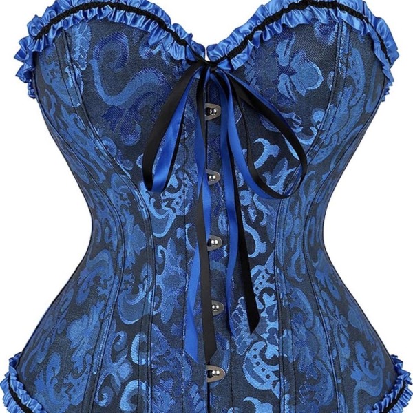 BE- pitsikorsetti kukkainen brokadikorsetti naisellinen alusvaatteet muoti Topit alusvaatteet Blue XXXL