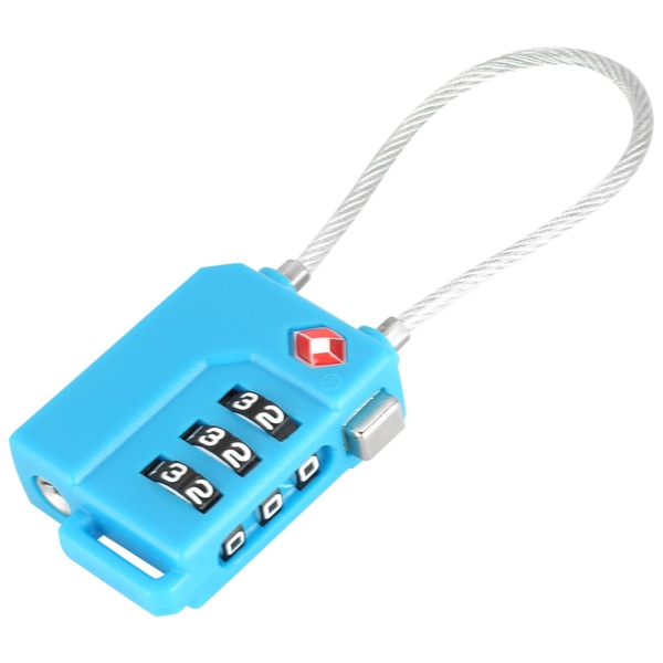 3-cifret adgangskode TSA ståltrådslås Toldkodelås til rejsekuffertbagage (blå)//+