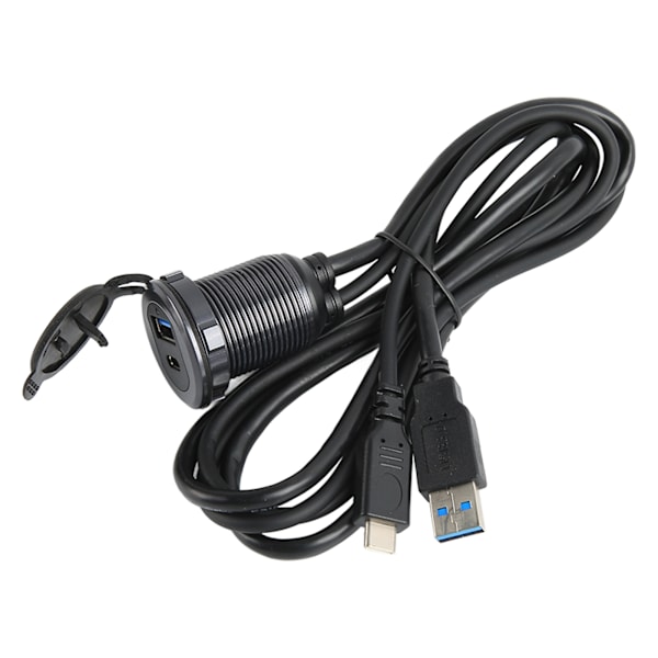 Bil Infälld Monteringskabel Typ C 3.0 USB 3.0 Hane till Hona Vattentät Infälld Bilinstrumentbräda Monteringskabel för Bil Båt Motorcykel