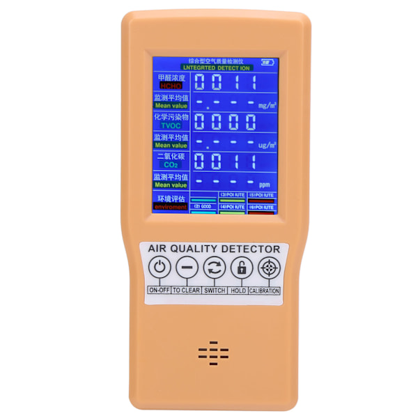 Luftkvalitetsmonitor CO2 Formaldehyd TVOC Multifunksjonell Intelligent Detektor for Hjem og Kontor