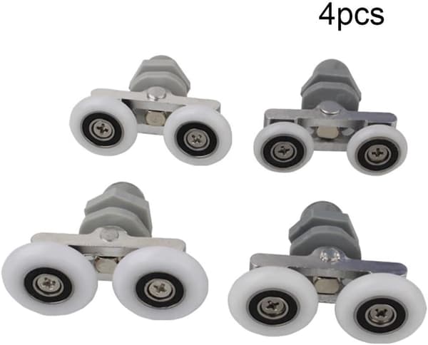 Set med 4 dubbla rullar för böjda dörrar, 25 mm diameter
