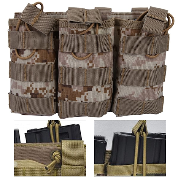 Triple Open Top Magazine Molle Pouch Militær Taske til Vest Udendørs Tilbehør (AOR1)