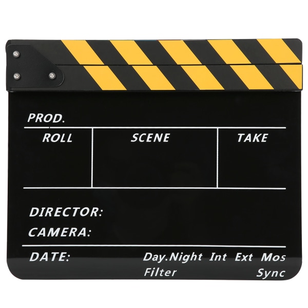 Akryl 30x25cm Clapperboard Regissør Film Clappers Film- og TV-fotografering PropGul stripete tavle(PAV1YBE) /