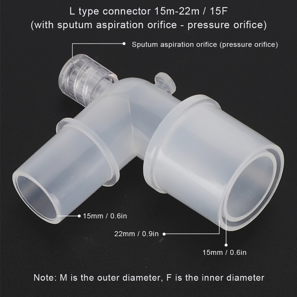 L-muotoinen muoviletkun liitin hengitysletkun liitäntäsovitin ilmanvaihtoputkelle++/