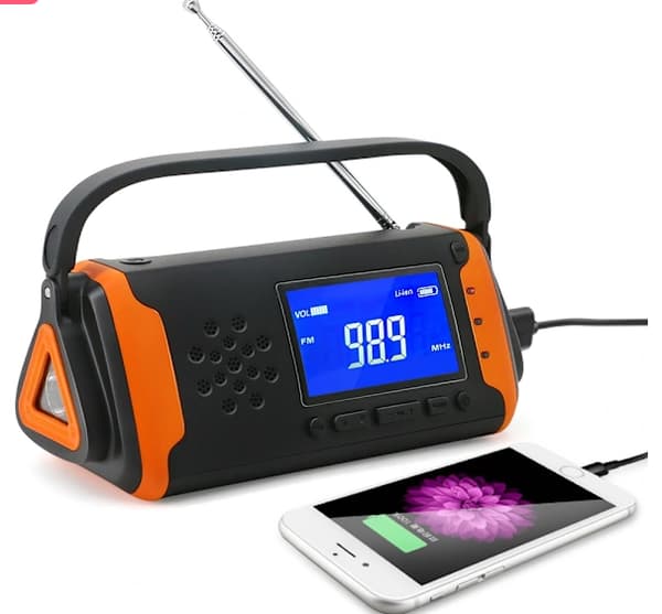 Nødradio Delux 4000mAh Powerbank Dynamo Håndsvingradio Solcelle TRIPPE--