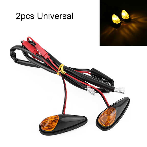 2 st LED-blinkers för motorcykel, infällda, blinkande lampa, bärnstensfärgade