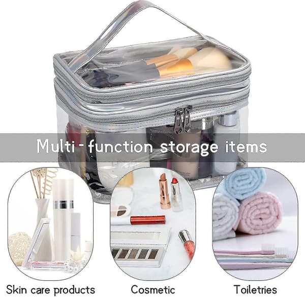 Makeuptaske Transparent, Stor Makeuptaske 15*15*22 Cm, Rejse-Makeuptaske