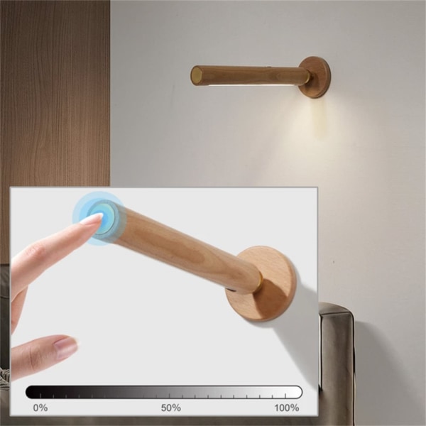 360° kääntyvä puinen LED-seinävalaisin Magneettinen irrotettava seinävalaisin USB yövalaisin Täydellinen seinähuoneen käytävälle/