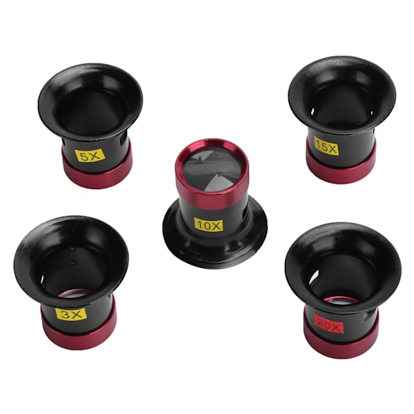 5-pack Förstoringsglas i Aluminiumlegering för Urmakare, Glaslins Förstoringsglas Loupe Tillbehör