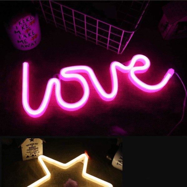 Neon Love Sign Light LED Love Dekorativ konst - Väggdekor/Bordsdekor för bröllopsfest Barnrum Vardagsrum Hemmabar Hotell Strand Casual (Rosa)
