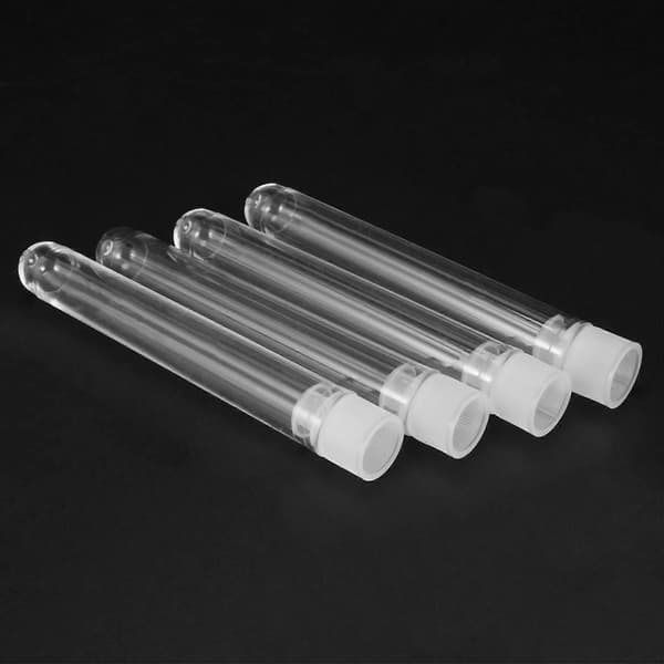 【BEMS】100 st Klara Plast Provrör med Vita Skruvlock Provbehållare Flaskor Trycklock 12X75mm