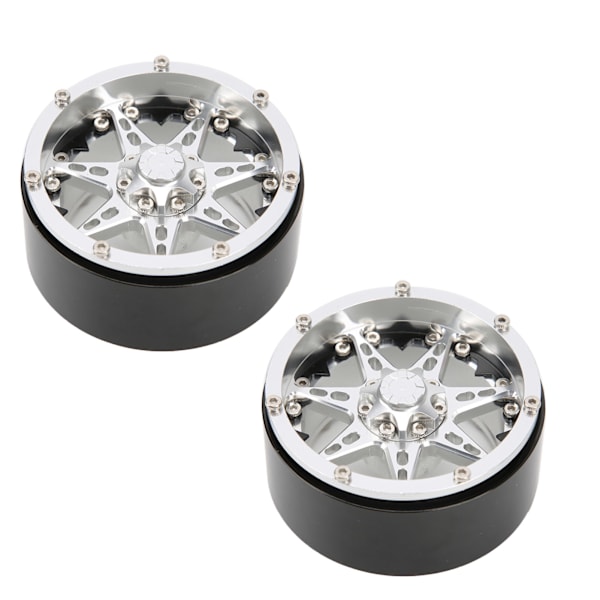 2 st RC Aluminiumlegering Beadlock Hjulfälg Nav för SCX10 / TRX4 / TRX6 1/10 RC Bil Uppgraderingsdelar Silver Svart