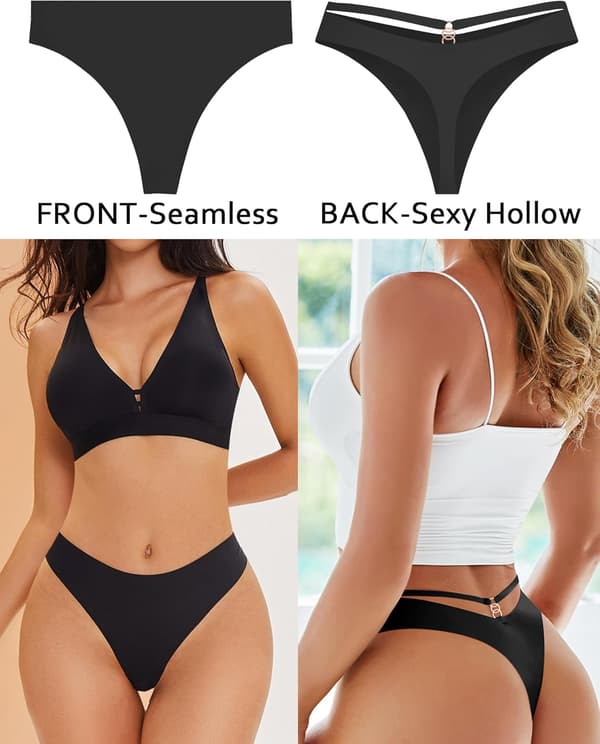 Dame Sømløse truser 6 stk. usynlige truser Pustende usynlige hule sexy undertøy[BEMS] Large