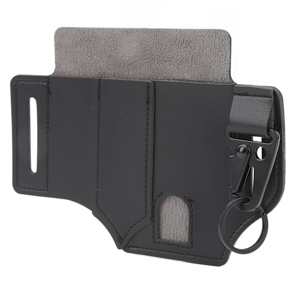 Männs Svart Läder EDC Multiverktyg Bältesväska med Mjuk Textur och Hög Kapacitet