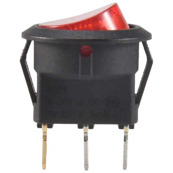 Vippebryter Bipolar PÅ AV Rød 3-polet 20mm Black  red