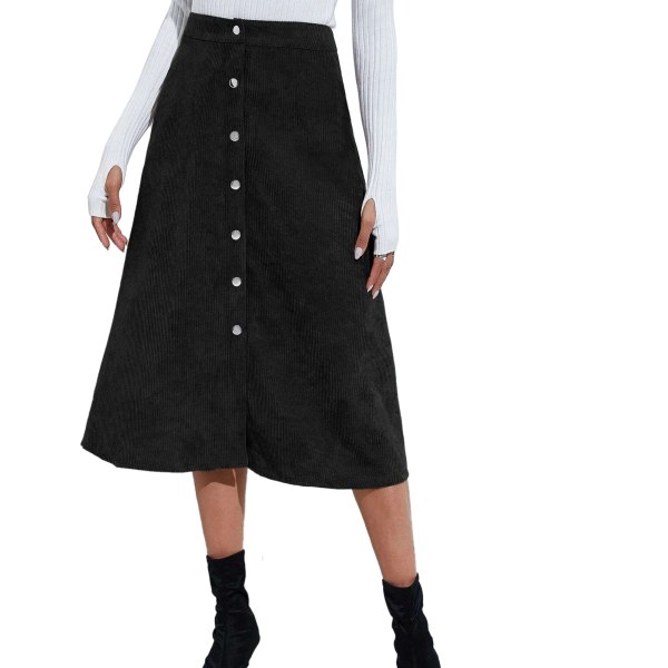 BEMSYM-Slim fit A-line nederdel med slids foran, sort, XL black XL