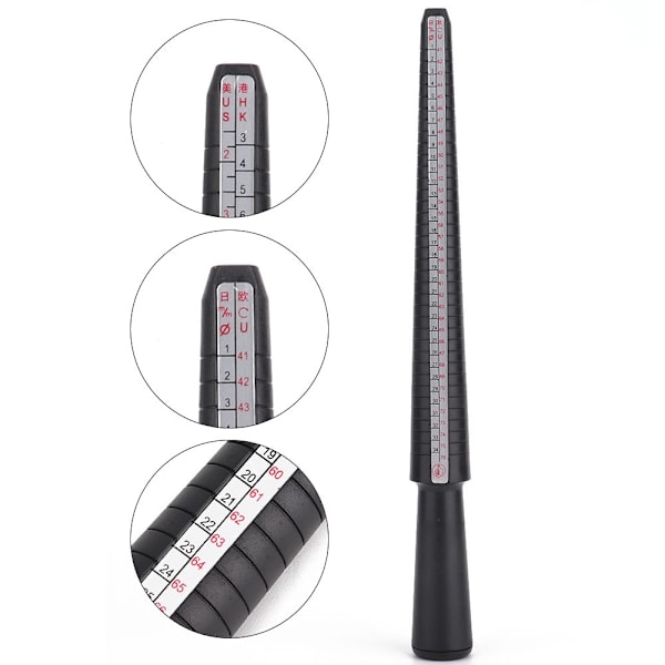 Plast Ringstorleksmätare Mandrel Stick Finger Gauge Ring Smycken Mätverktyg