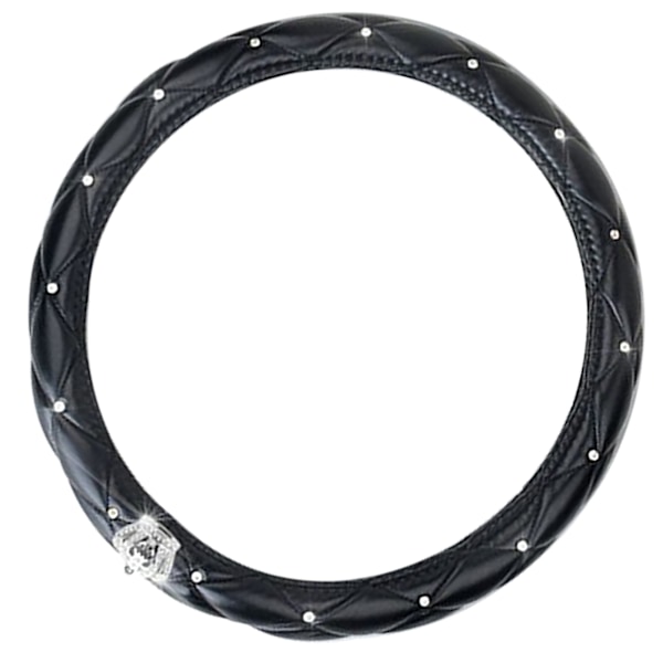 Rattstyrningsöverdrag för kvinnor, söt, universell, halkfri, PU-läder, med strass, svart