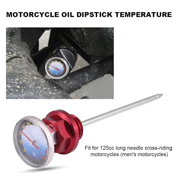 Aluminiumslegering Motorcykel Oliestandsmåler Temperatur til 125cc Motocross Motorcykel Rød