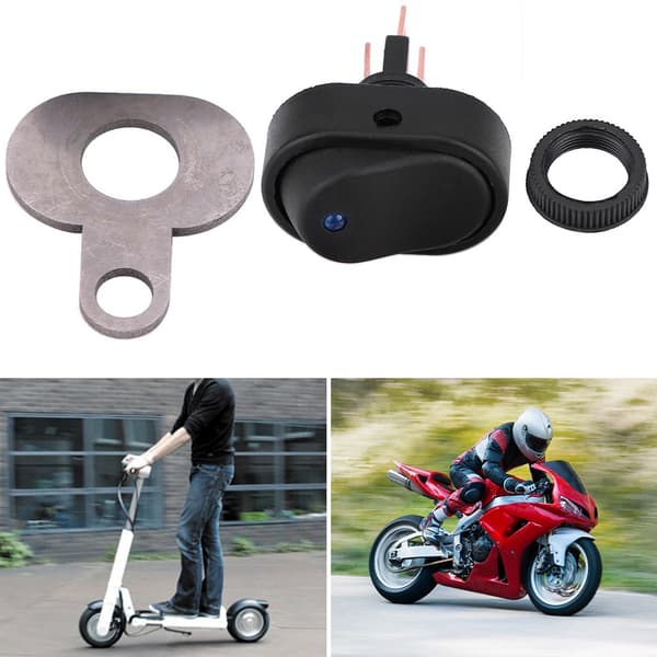 【BEMS】12V Motorcykel Scooter LED Strålkastare Strömbrytare med Blå Indikator D Typ