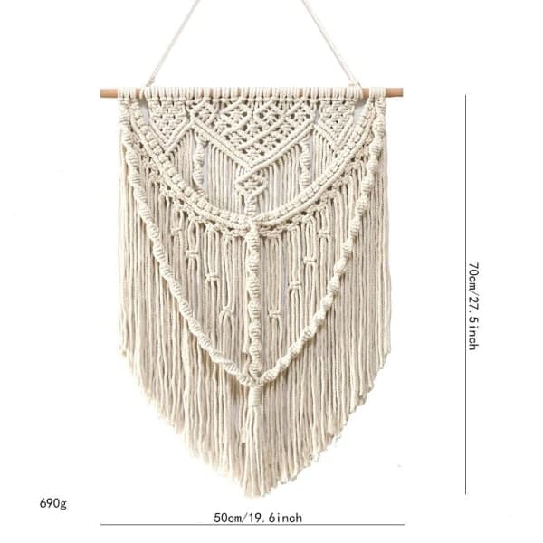 【BEMS】Macrame Wall Hanging, Height: 700 mm, Handmade, Bohemian Wall Decor - Perfect