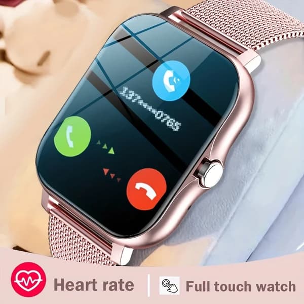 Smarttch Kompatibel med Män Kvinnor Present Full Touch Screen Sport Fitness Klockor Bluetooth Samtal Digital Smarttch Armbandsur Silver
