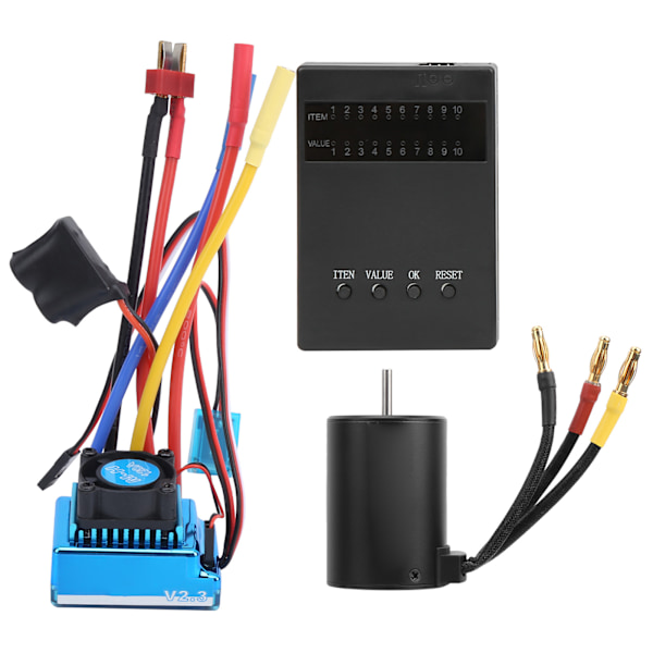 120A Børsteløs ESC + 3650 2300KV Børsteløs Motor + Programmeringskort for 1:10 RC Bilmodell