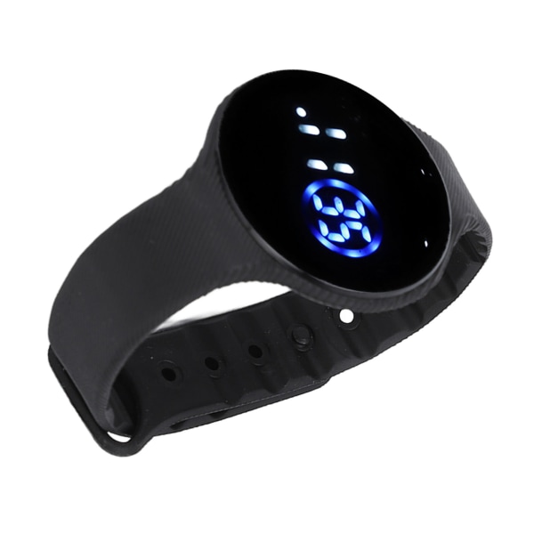 Digitalklocka för barn, vattentät silikonarmband, reptålig LED-elektronisk klocka för studenter, svart