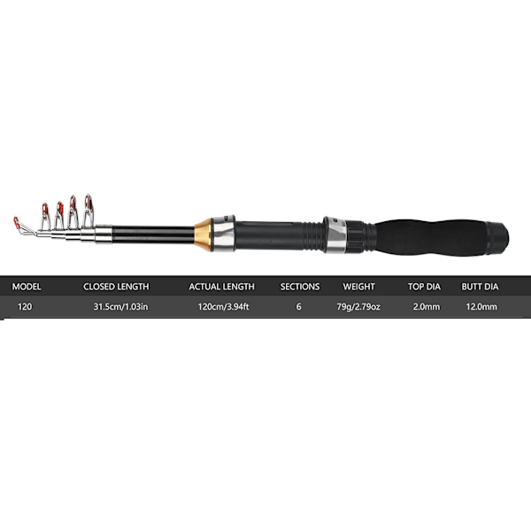 Pieni Merivava Portable Lyhyt Vava Jääkalastusvava Mini Merikalastustyökalut 28049-100 (1.2M)