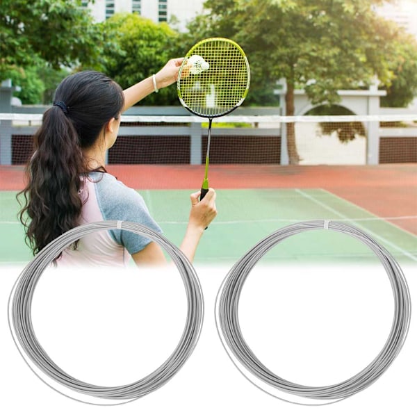 2 st hållbara 10m högflexibla badmintonsträngar träningsracket linjer (vit)