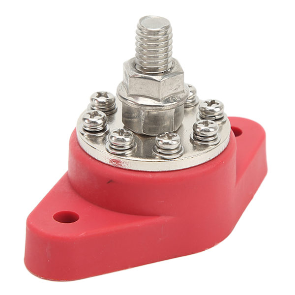 3/8in Rød M10 Enkel Stud Strømfordelingsterminal 12V 48V Batterikoblingspost Samleskinneblokk Bolt for biler Bobiler Skip Lastebiler