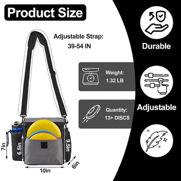 Discgolfbag passer 13+ disker Discgolf startbag med flaskeholder