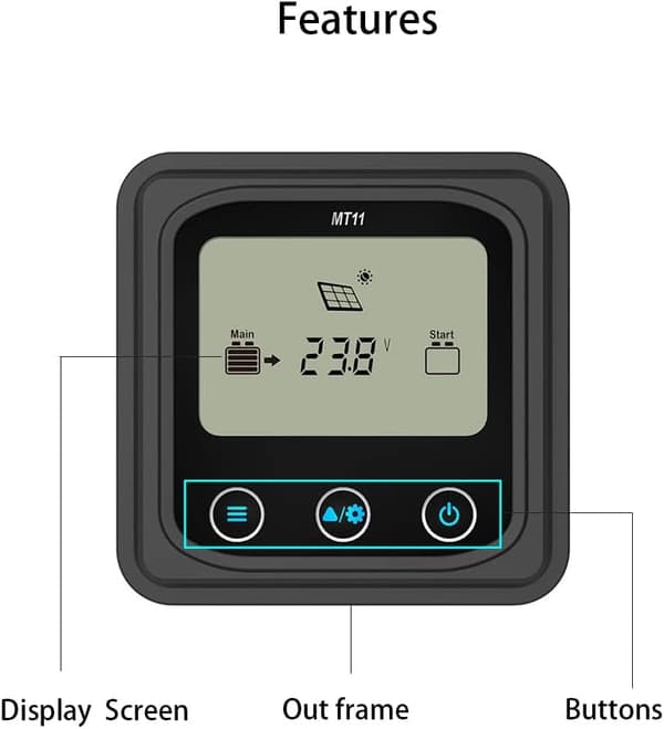 MT11 fjernmåler LCD-skærm fjernmåler til DuoRacer Series Solar Charge Controller