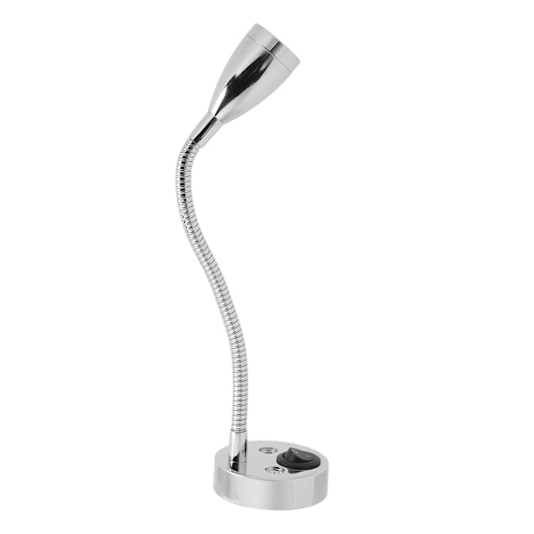 RV LED sänglampa 360 graders svängbar flexibel svanhalslampa för DC 12V till 24V Båtcamper lastbilsbilar Förkromad
