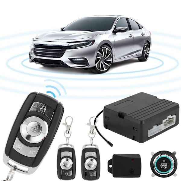 En-knaps motorstart Bilvibrationsalarmsystem Tænding Push & Fjernbetjening 12 V (Nummer 2)