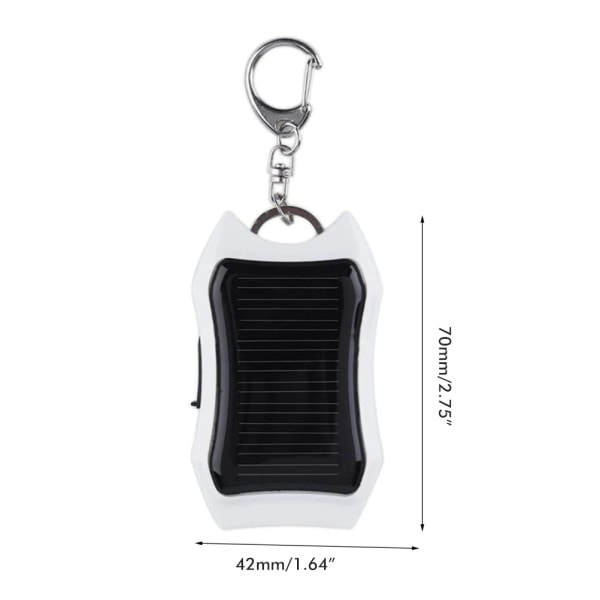 Bærbar solcellelader nøkkelring Mini Power Bank LED-lommelykt utendørs USB batteripakke Nødtelefonlader++