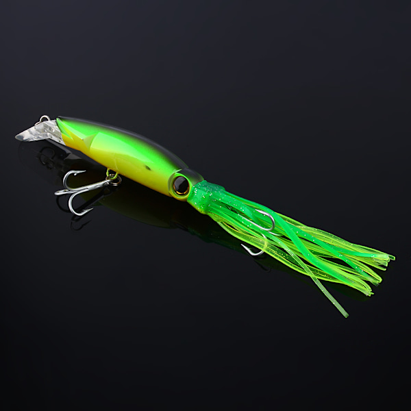 24cm/40g Fiskeblinker Blæksprutteblinker Fiskemad Crankbait Tackle Jig Treble Hook Grøn