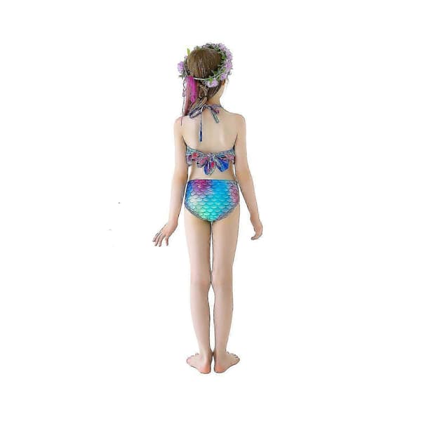 Børn Ariel havfrue bikini sæt 3 dele med hale til svømning Blue 120cm