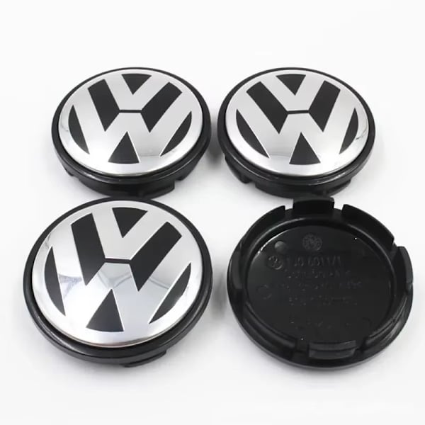 4-pack Volkswagen Center Caps - Hub Cap Emblems 56mm Silver