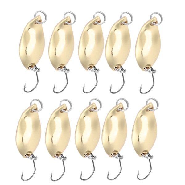 10 st fiskebeten Wobbler Bete SpoOn-stil Konstgjorda Metallbeten Krokar (Guld, 2,5g)