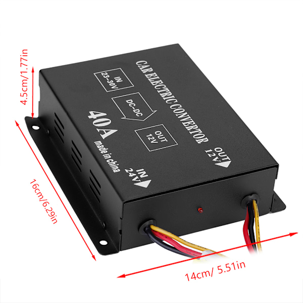 Bil/Lastbil 40A 480W DC 24V til 12V Strømkonverter Elektrisk Spændingsreduktion Trinned Transformer