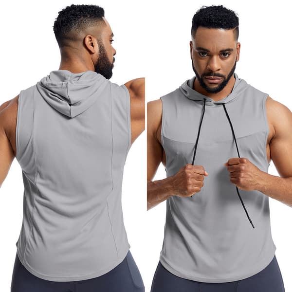 Miesten hupullinen hihaton treenitoppi, harmaa Grey 2XL