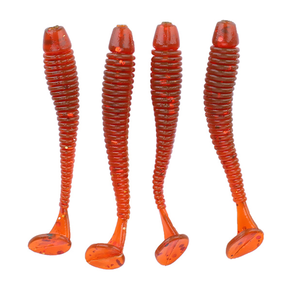 50 stk 5 cm Myke Plast Fiske Agner T-hale Grub Worm Agner Fiskeutstyr Tilbehør Rød
