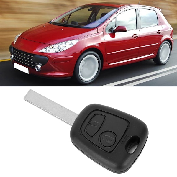 2-knapps bilnyckel fodral fjärrkontroll nyckelskydd med spår Ersättnings passform för Peugeot 307
