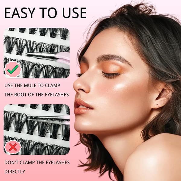 Individual Eyelashes Cluster Lashes Kit Eyelashes Fluffy Russian Eyelash Extensions Curly Durable Eyelash Clusters (8-16mm Mix)