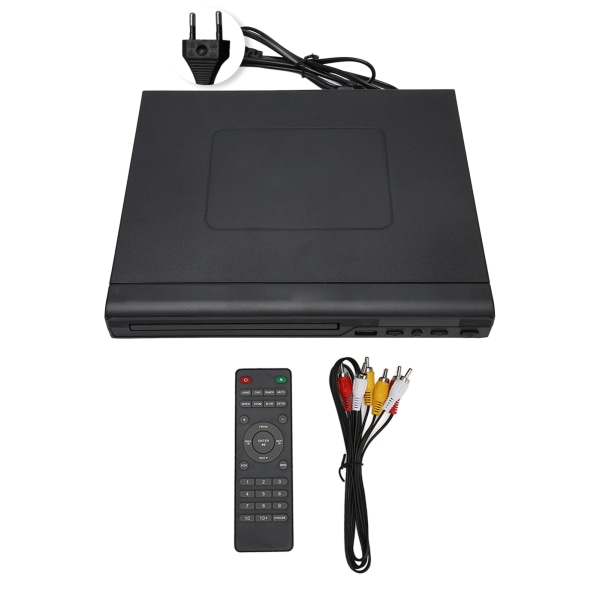 Mini HD DVD-spelare Inbyggd PAL NTSC USB 2.0-gränssnitt Fjärrkontroll Hem CD-spelare med RCA-kabel för TV 110‑240V EU-kontakt 0.0