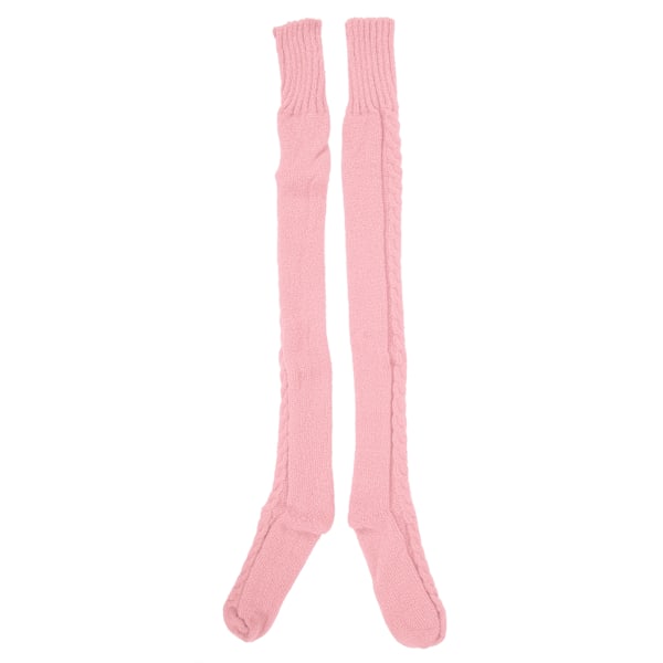 Kabelstickade Varma Benvärmare Strumpor Vinter Benrör Thigh High Boots Strumpor Rosa